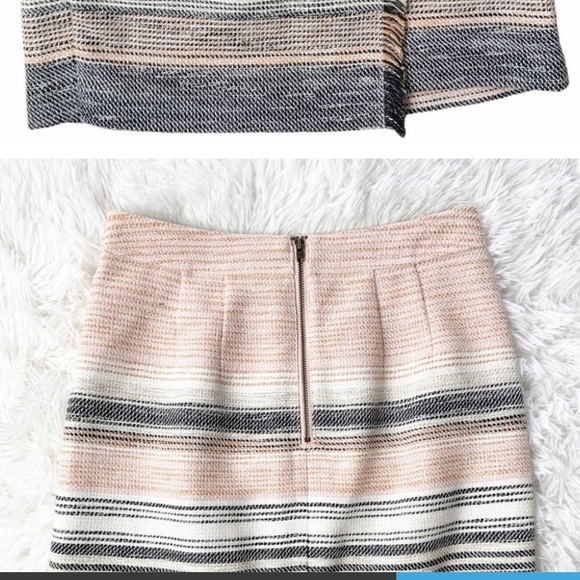 LOFT Tweed Striped Fringe Wrap Skirt 00P - Picture 3 of 3